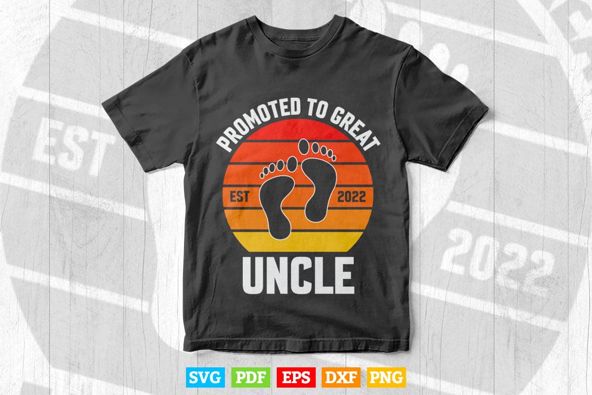 Vintage Promoted To Great Uncle Est 2022 Svg T shirt Design.