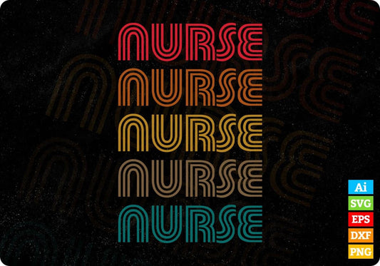 Vintage Registered Nurse Five Retro Lettering Editable T shirt Design In Ai Svg Files