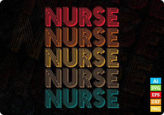 Vintage Registered Nurse Five Retro Lettering Editable T shirt Design In Ai Svg Files