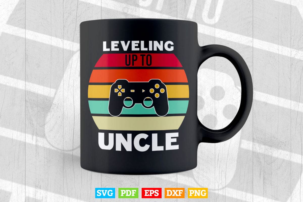 Vintage Retro Future Promoted to Uncle Leveled Up To Uncle Svg T shirt Design.