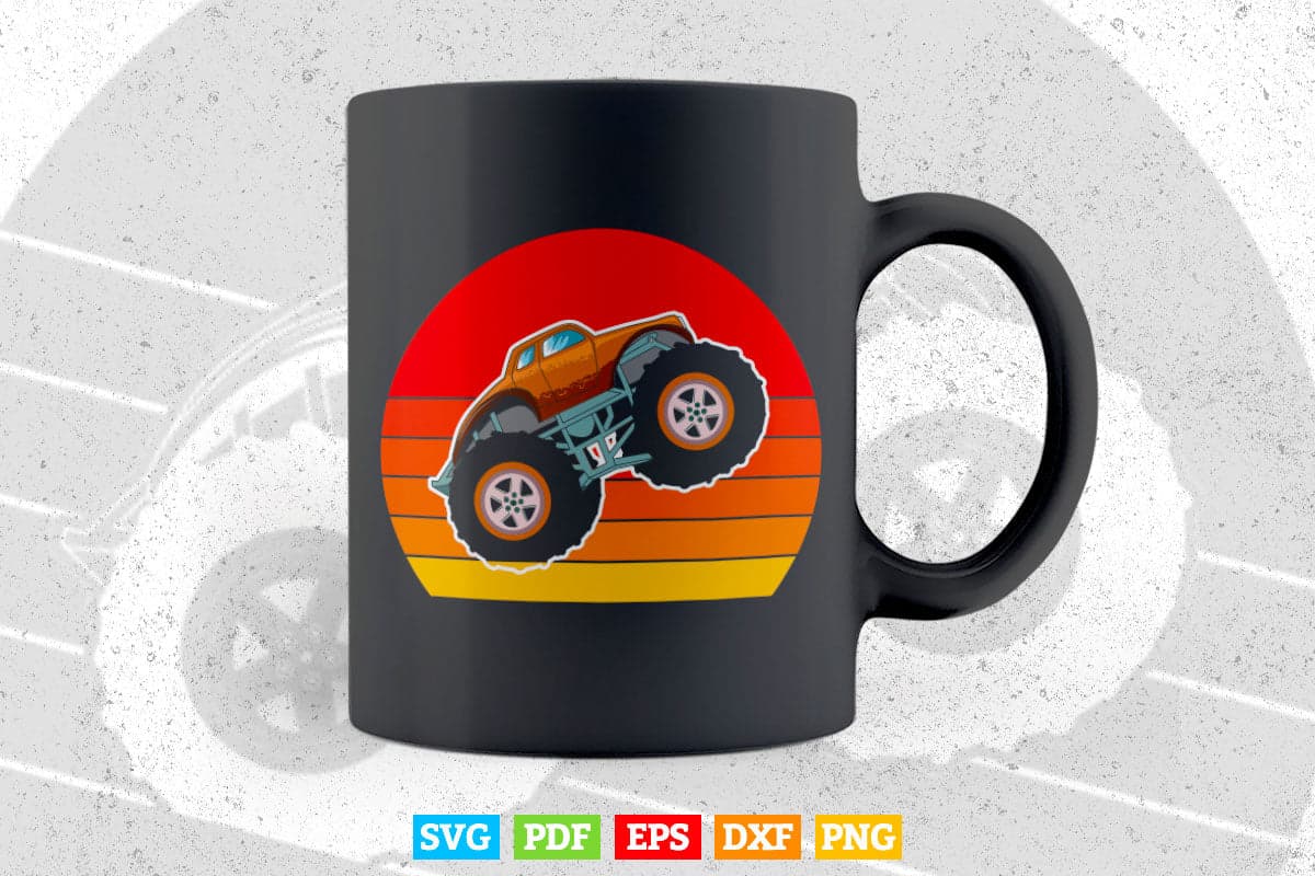 Vintage Retro Monster Truck In Svg Png Files.