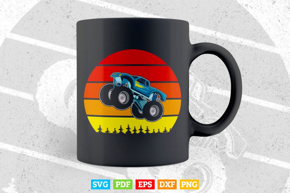 Vintage Retro Monster Truck Lovers In Svg Png Files.
