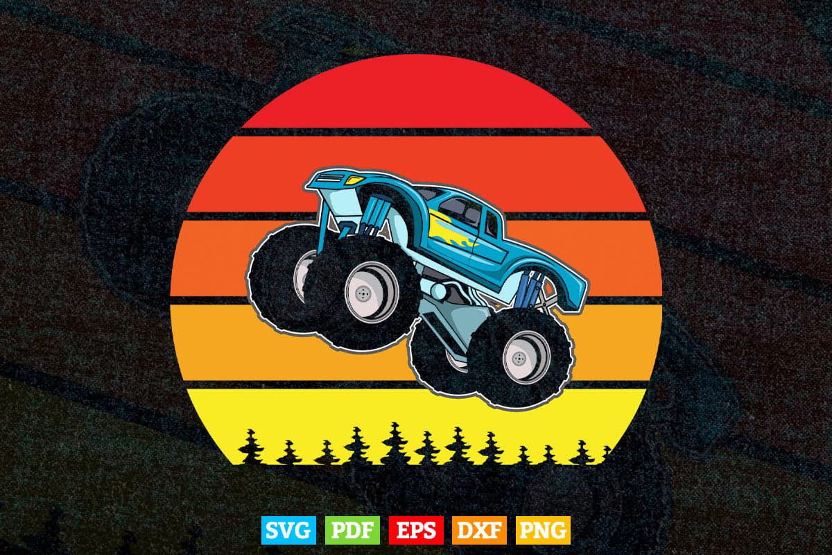Vintage Retro Monster Truck Lovers In Svg Png Files.