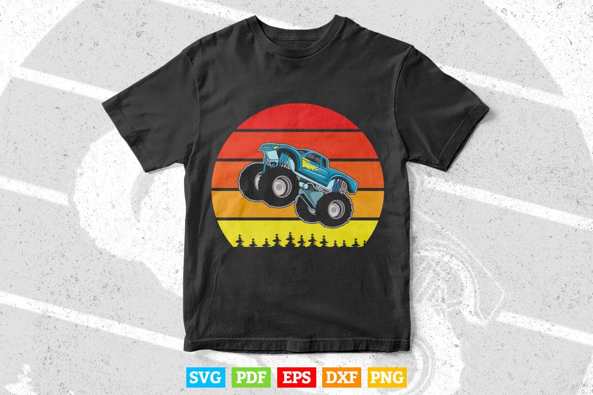 Vintage Retro Monster Truck Lovers In Svg Png Files.