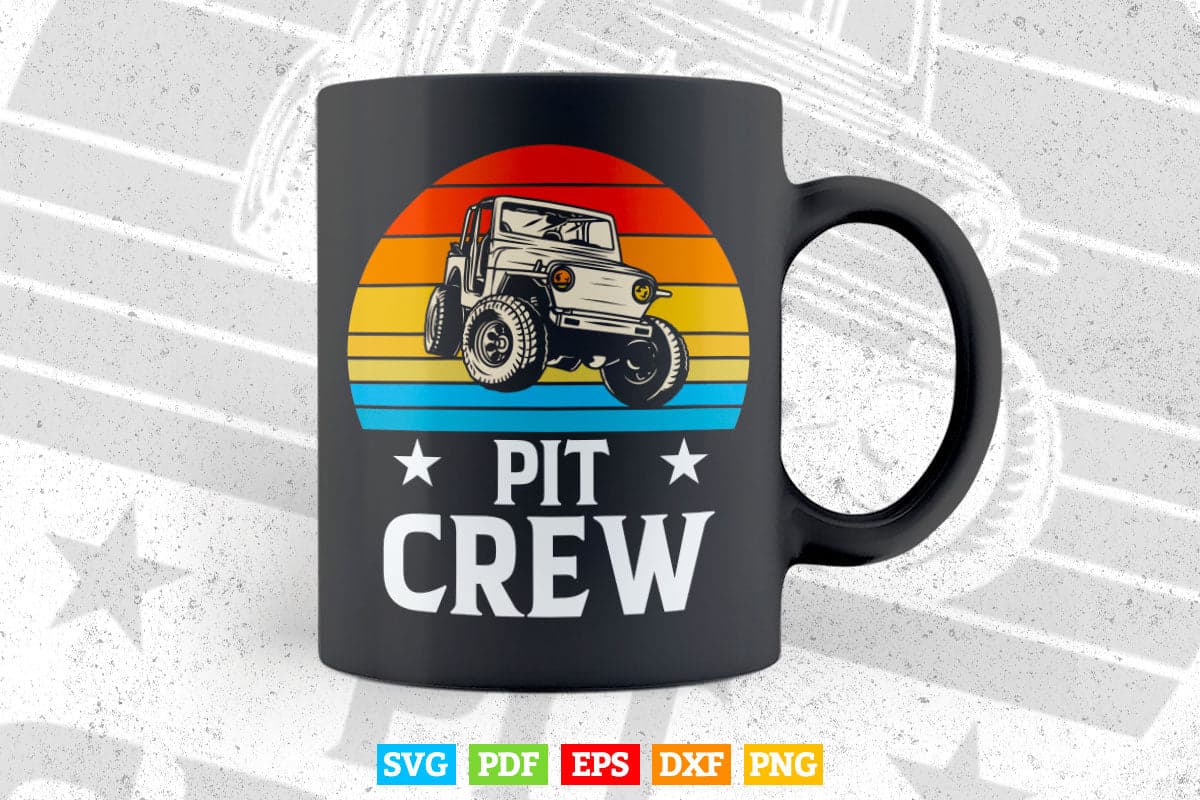 Vintage Retro Pit Crew Monster Trucks Svg T shirt Design.