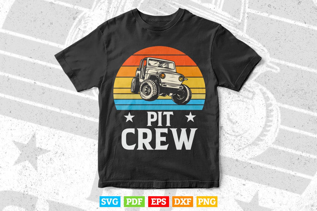Vintage Retro Pit Crew Monster Trucks Svg T shirt Design.