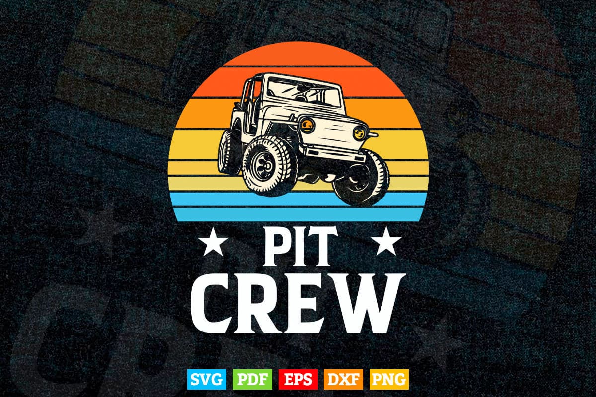 Vintage Retro Pit Crew Monster Trucks Svg T shirt Design.