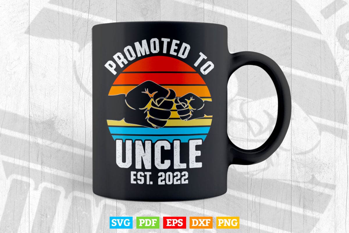 Vintage Retro Promoted To Uncle Day Est 2022 Svg T shirt Design.
