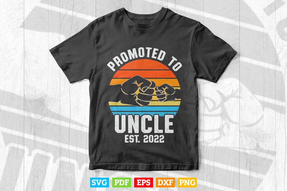 Vintage Retro Promoted To Uncle Day Est 2022 Svg T shirt Design.