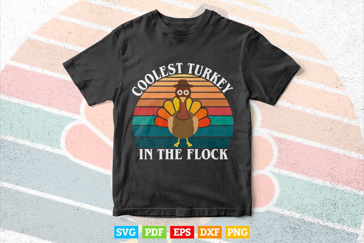 Vintage Thanksgiving For Kids Toddlers Coolest Turkey Svg Png Cut Files.