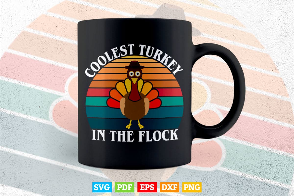 Vintage Thanksgiving For Kids Toddlers Coolest Turkey Svg Png Cut Files.
