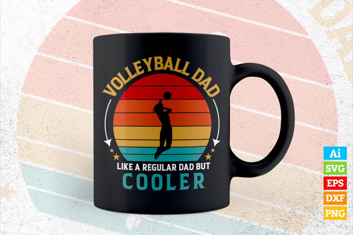 Volleyball Dad Vintage Retro Gift For Father's Day Vector T shirt Design in Ai Png Svg Files