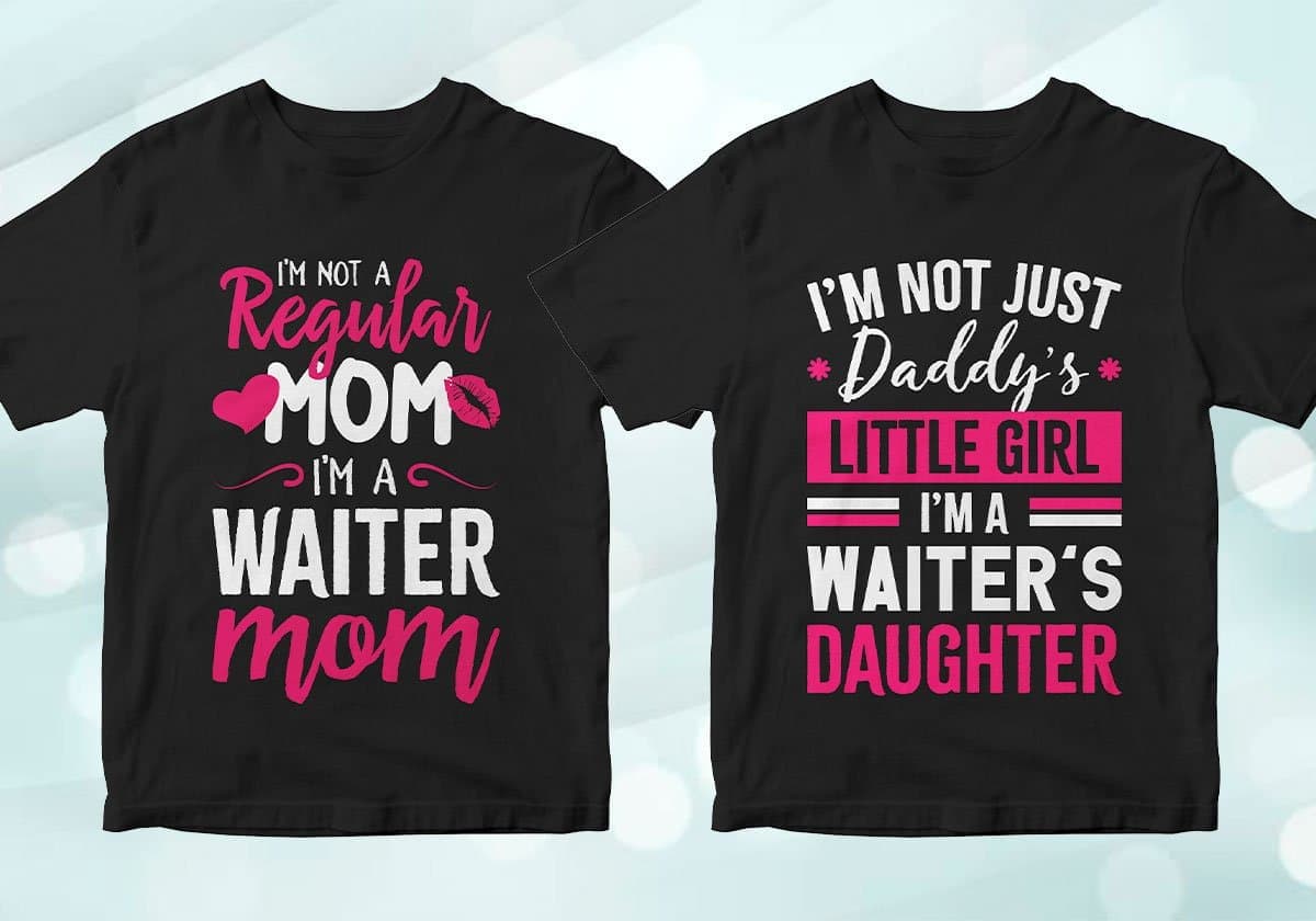 Waiter 25 Editable T-shirt Designs Bundle
