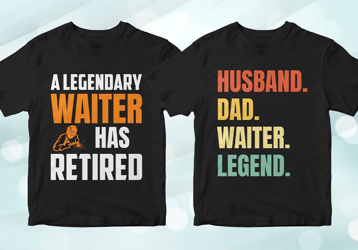 Waiter 25 Editable T-shirt Designs Bundle