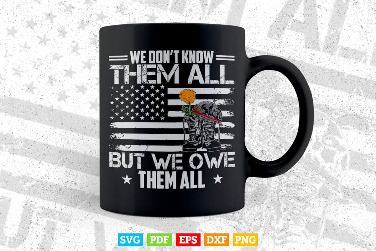 We Don't Know Them All But We Owe Them All Veterans Day 4th of July Svg T shirt Design.
