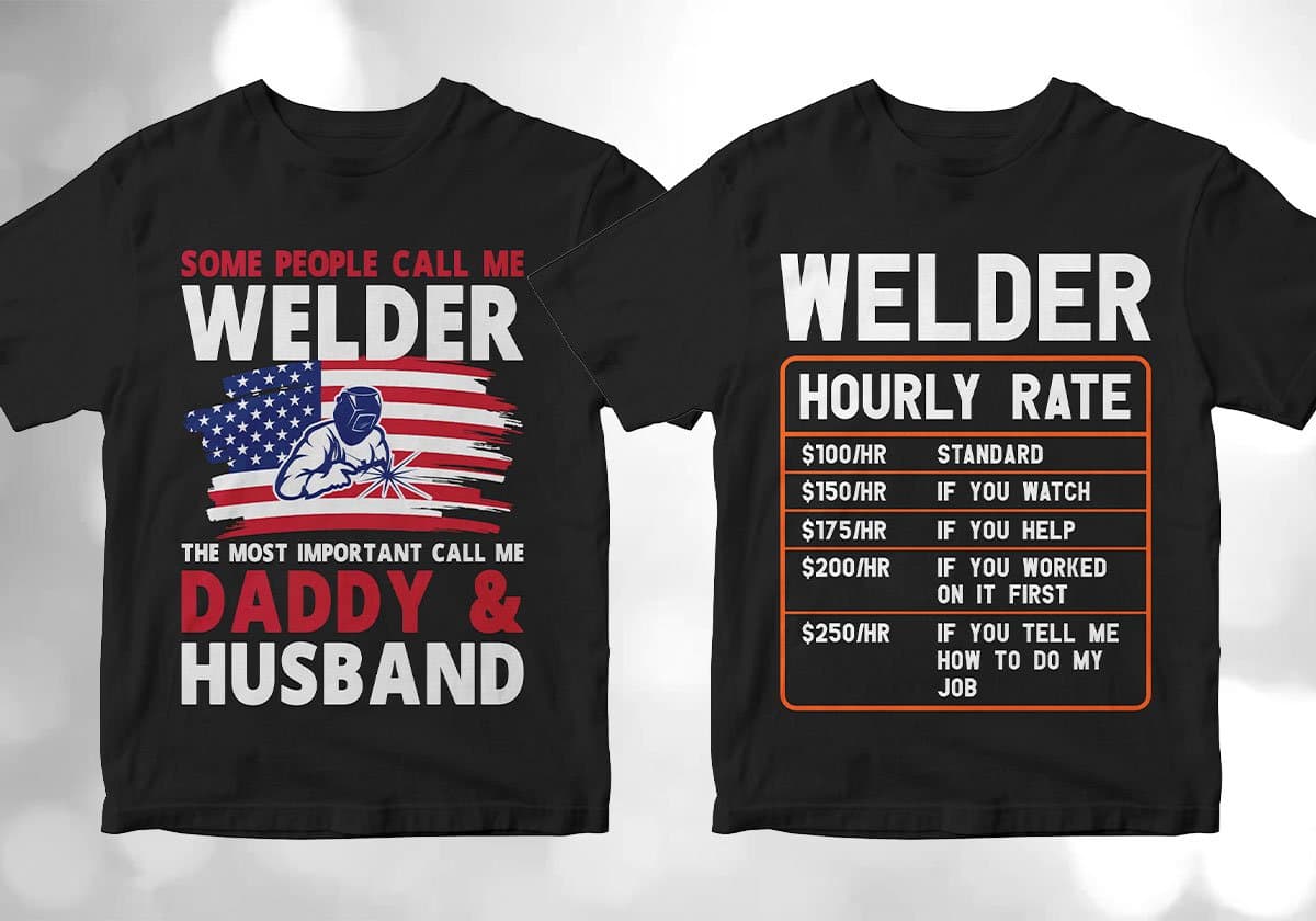 Welder 25 Editable T-shirt Designs Bundle