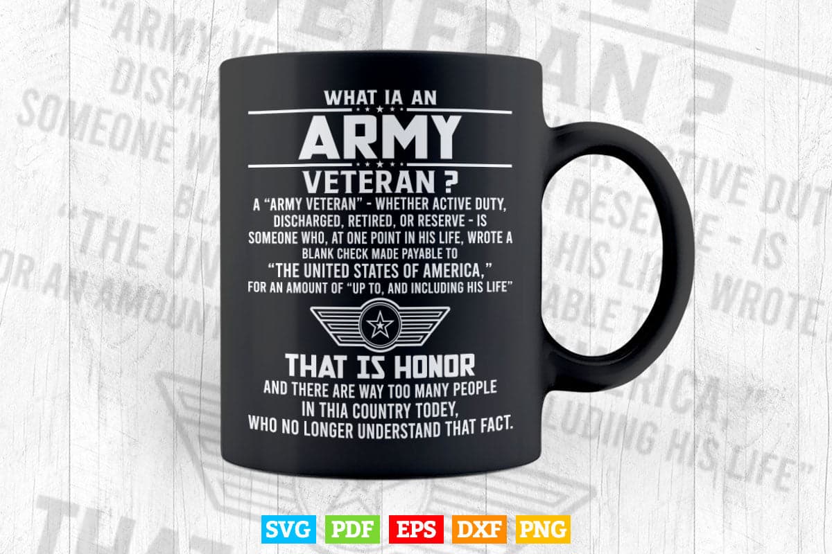 What is an Army Veteran Gold Foil Effect Svg T shirt Design.