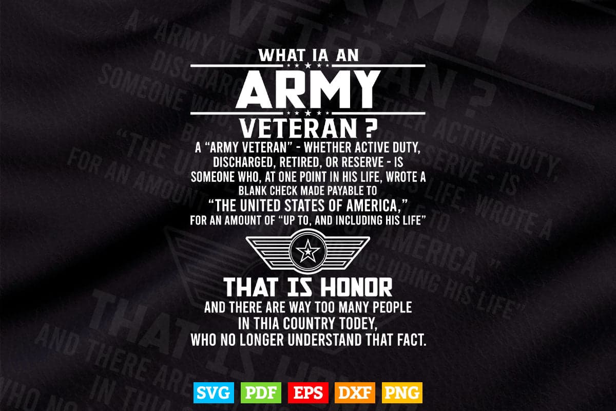 What is an Army Veteran Gold Foil Effect Svg T shirt Design.