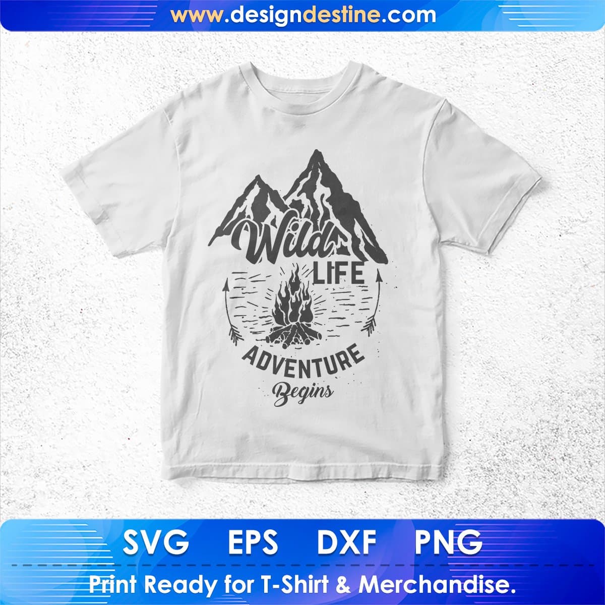 Wild Life Adventure Begins Mountain T shirt Design In Ai Svg Printable Files