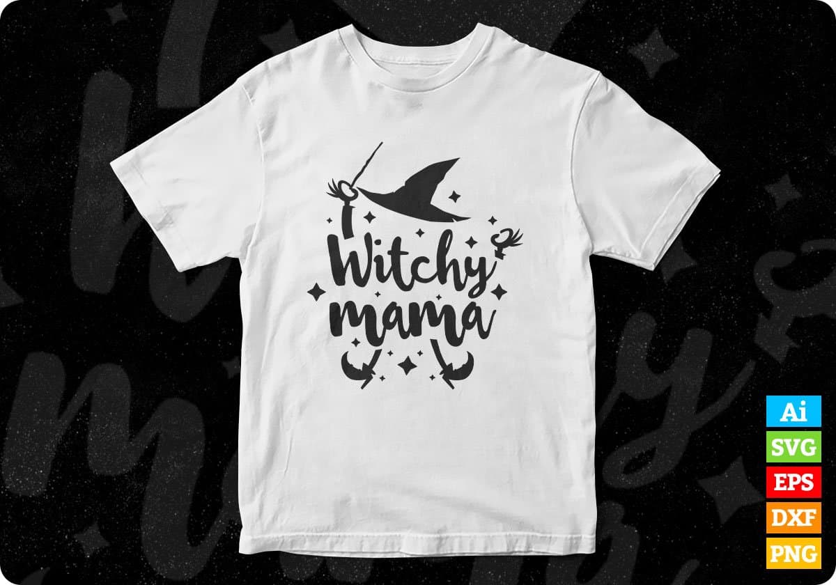 Witchy Mama Halloween T shirt Design In Png Svg Cutting Printable Files