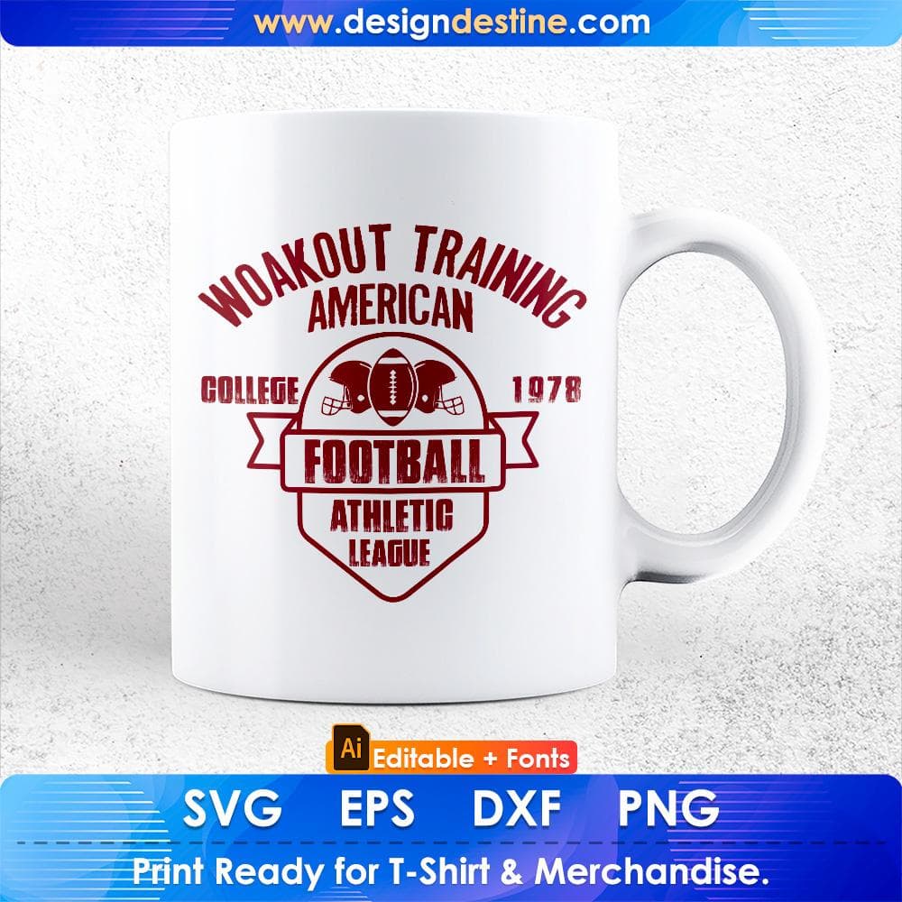 Woakout Training American College 1978 Football Athletic League American Football Editable T shirt Design Svg Cutting Printable Files