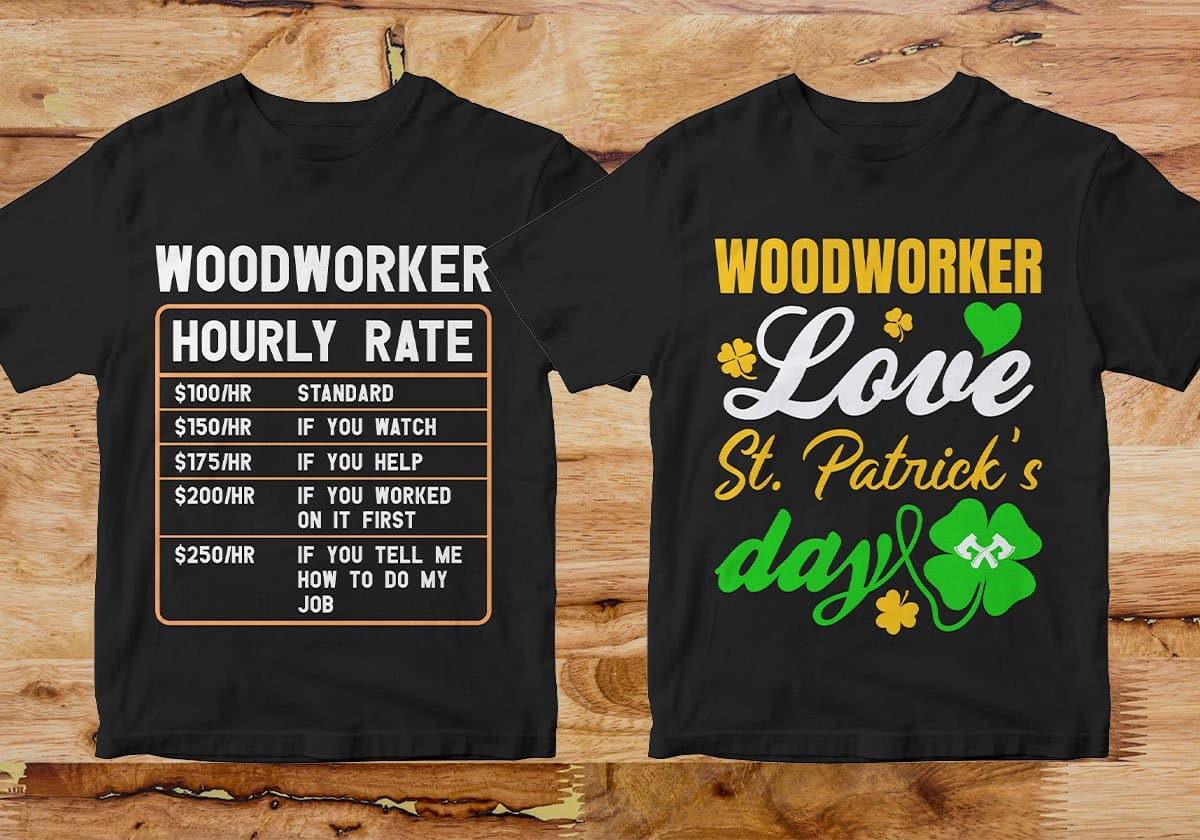 Woodworker 25 Editable T-shirt Designs Bundle