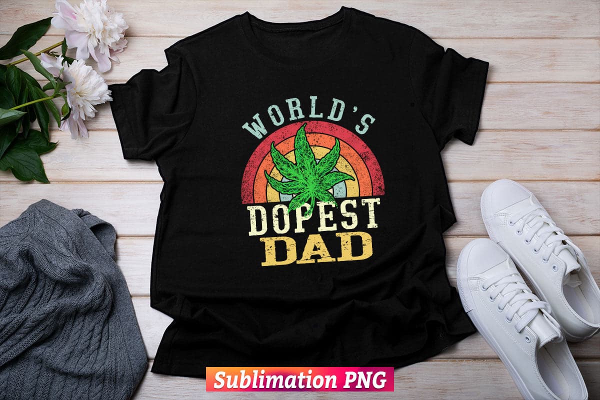 World's Dopest Dad Marijuana Weed Vintage Fathers Day T shirt Tumbler Design Png Sublimation File