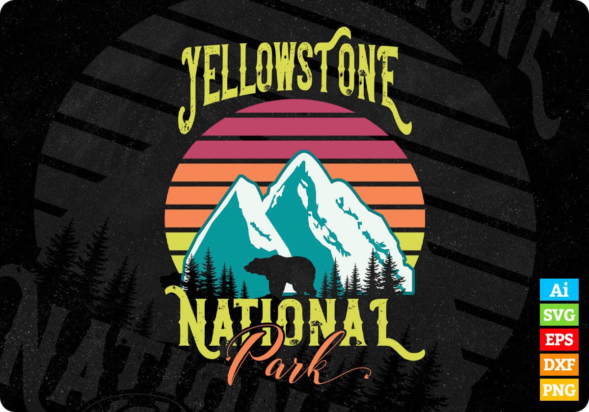 Yellowstone National Park Mountain T shirt Design In Ai Svg Printable Files