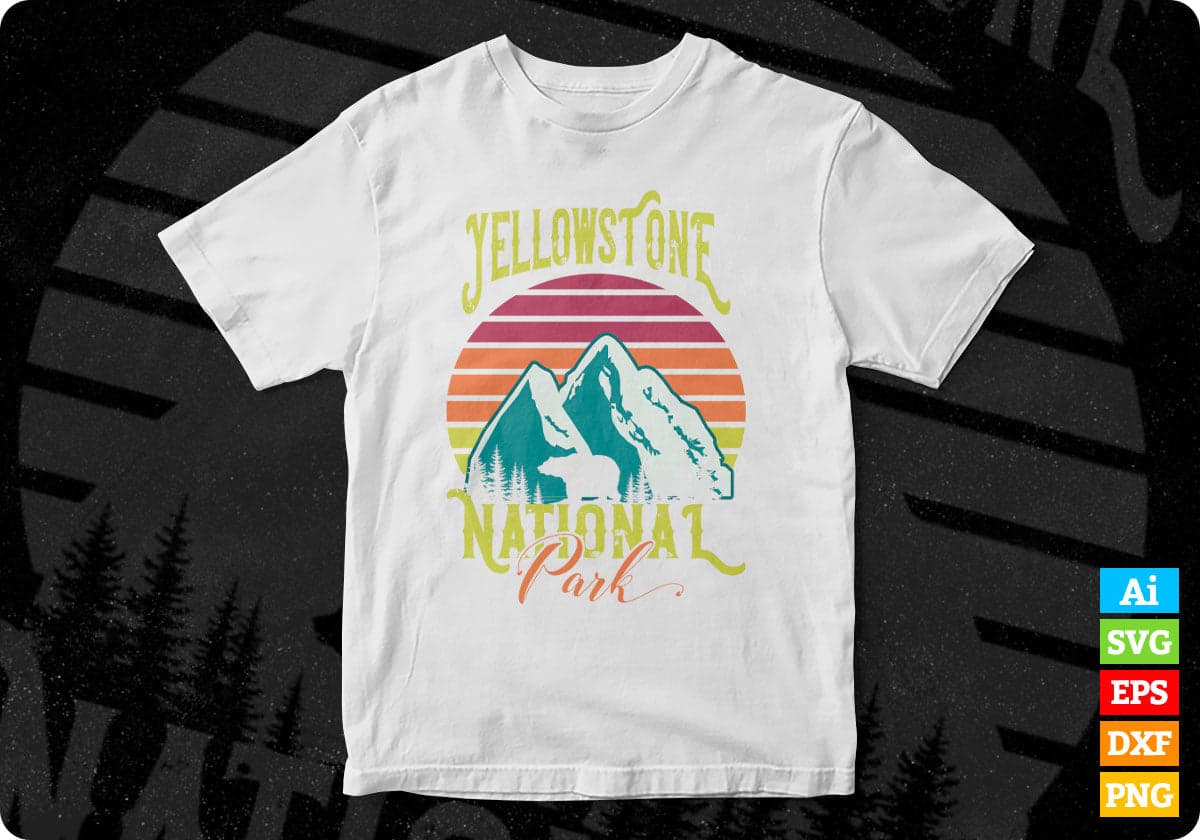Yellowstone National Park Mountain T shirt Design In Ai Svg Printable Files