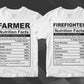 50 Professions Funny Nutrition Facts Editable Vector T-shirt