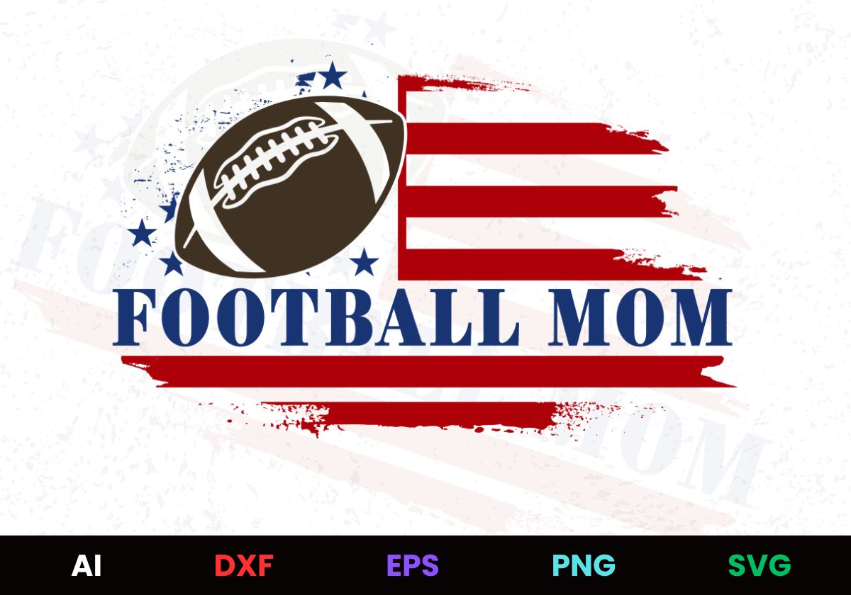 Football Mom American Flag Circular Editable T shirt Design In Ai Svg Files