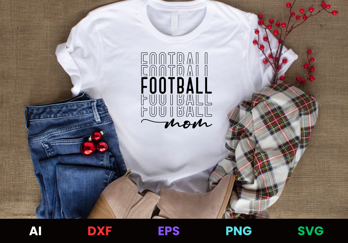 Football Mom 2 Editable T-Shirt Design in Ai Svg Eps Files