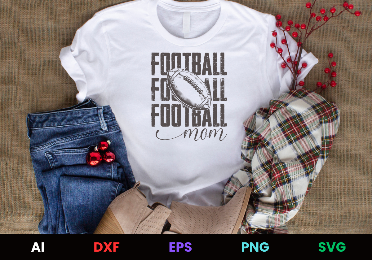 Football Mom 3 Editable T-Shirt Design in Ai Svg Eps Files