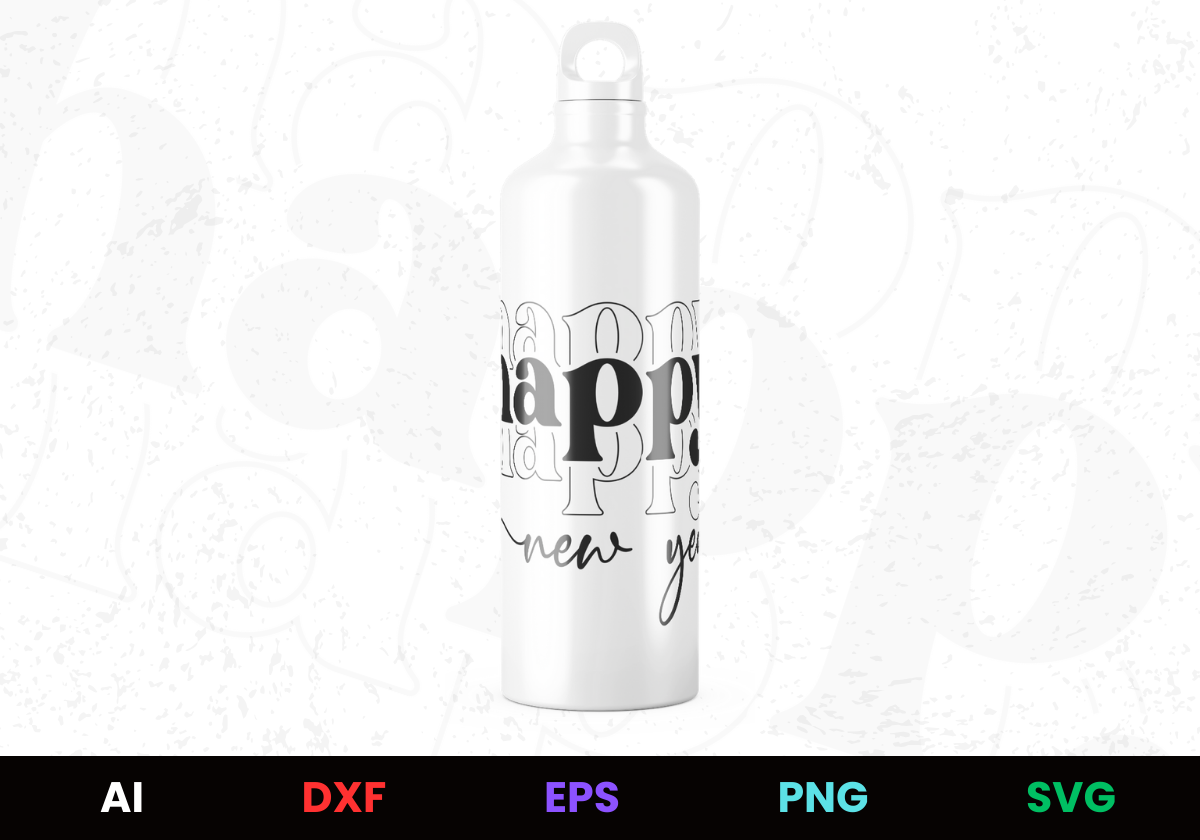Happy New Year Celebration Editable Bottle Design in Ai Svg Eps Files