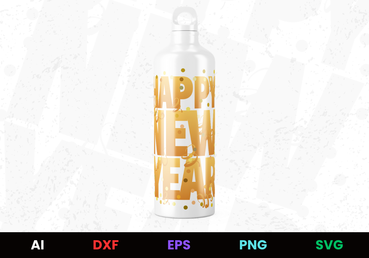 Happy New Year 2 Editable Bottle Design in Ai Svg Eps Files