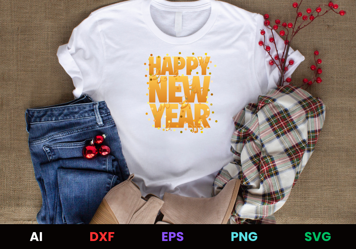 Happy New Year 2 Editable T-Shirt Design in Ai Svg Eps Files