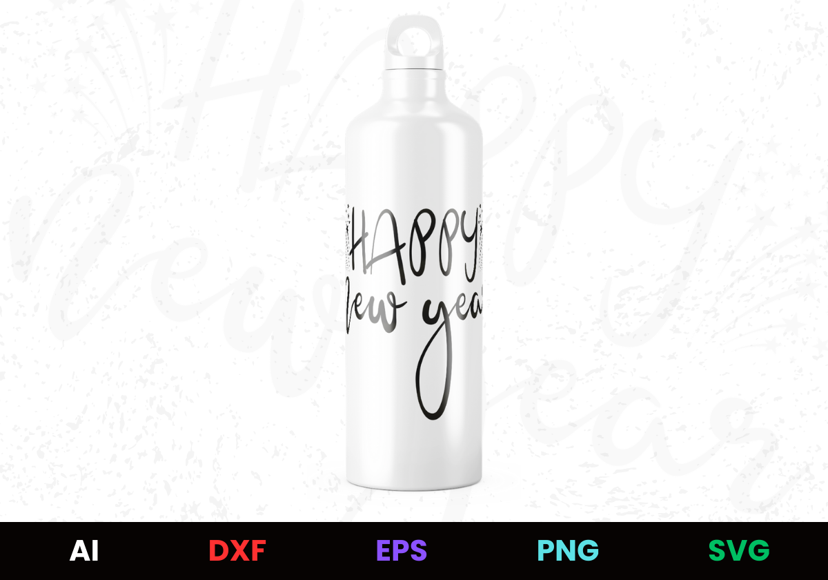 Happy New Year 3 Editable Bottle Design in Ai Svg Eps Files