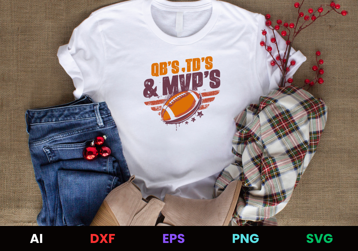 QB's TD's & MVP's Editable T-Shirt Design in Ai Svg Eps Files