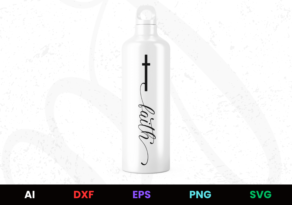 Cross To Faith Editable Bottle in Ai Svg Eps Files