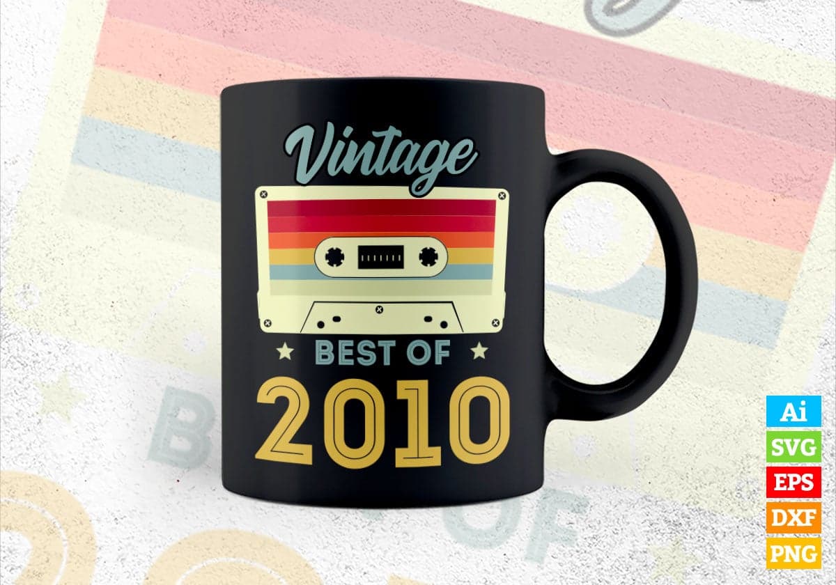 12th Birthday Best of 2010 Vintage Editable Vector T-shirt design in Ai Svg Printable Files