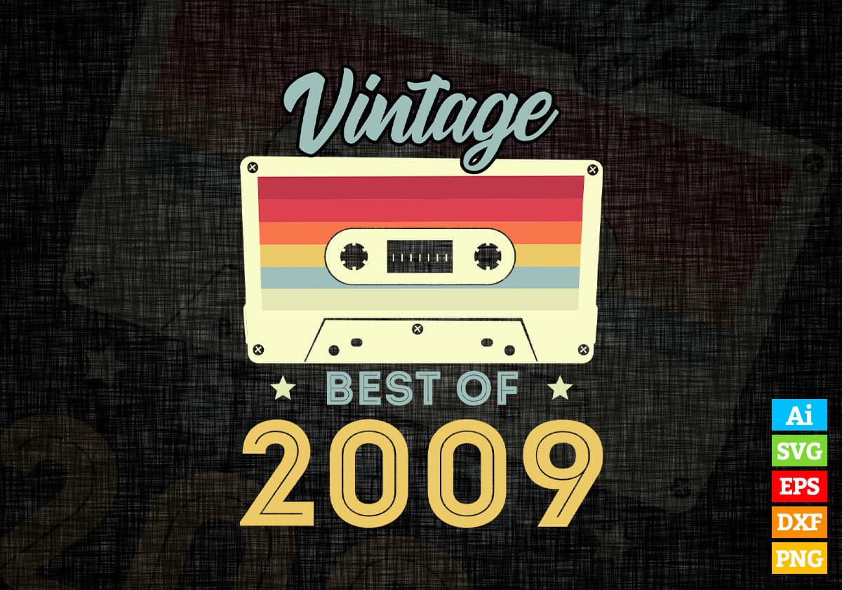 13th Birthday Best of 2009 Vintage Editable Vector T-shirt design in Ai Svg Printable Files