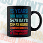 15 Years 180 Months Old Teenager Vintage Birthday Editable Vector T-shirt Design Svg Files
