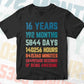 16 Years 192 Months Old Teenager Vintage Birthday Editable Vector T-shirt Design Svg Files