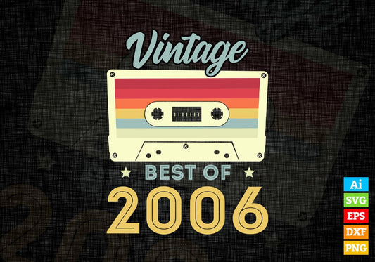 16th Birthday Best of 2006 Vintage Editable Vector T-shirt design in Ai Svg Printable Files