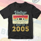 17th Birthday Best of 2005 Vintage Editable Vector T-shirt design in Ai Svg Printable Files
