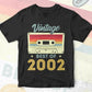 20th Birthday Best of 2002 Vintage Editable Vector T-shirt design in Ai Svg Printable Files