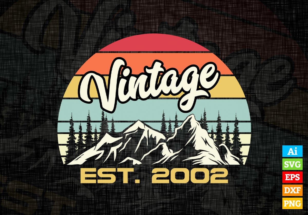 20th Birthday of Mountain Hiking Lovers Outdoor Vintage Editable Vector T-shirt Design in Ai Svg Png Files