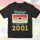 21st Birthday Best of 2001 Vintage Editable Vector T-shirt design in Ai Svg Printable Files