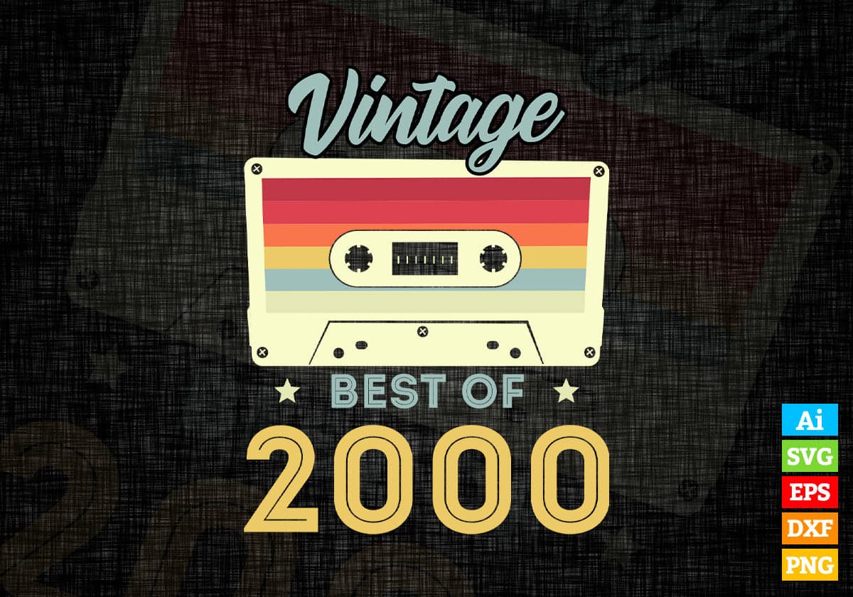 22nd Birthday Best of 2000 Vintage Editable Vector T-shirt design in Ai Svg Printable Files