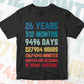 26 Years 312 Months Old Young Men Woman Vintage Birthday Editable Vector T-shirt Design Svg Files